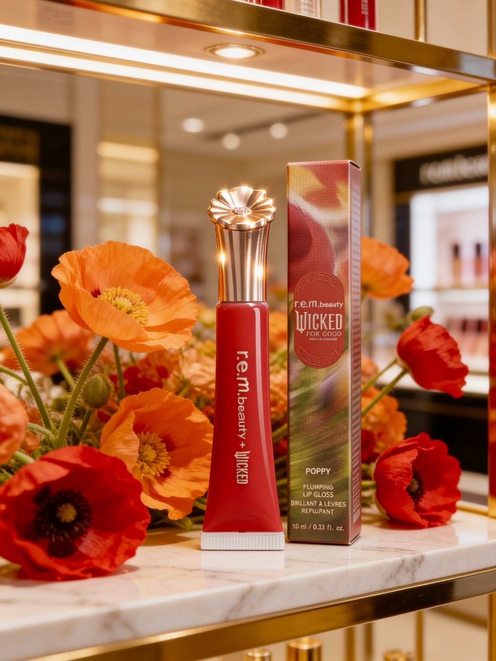 r.e.m. beauty Wicked For Good Poppy Plumping Lip Gloss — Red
